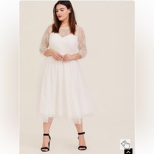 Torrid Special Occasion Ivory Lace Illusion Midi Dress